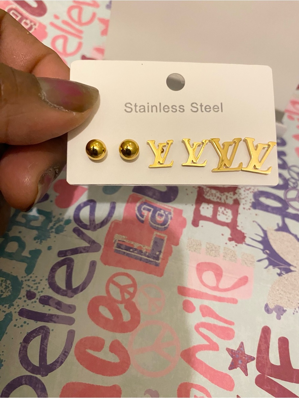 Fashion Gold-Tone Stud Earring Set - 3 Pairs